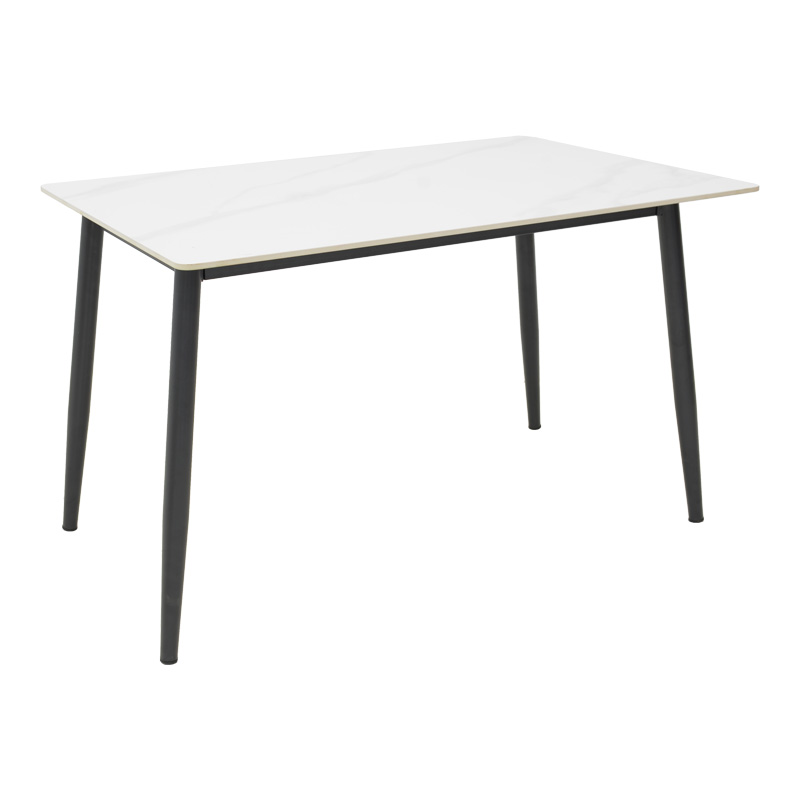 Set tavoline ngrënieje Gustas-Giselle pakoworld me 5 copë mermer i bardhë-kadife gri 120x80x76cm