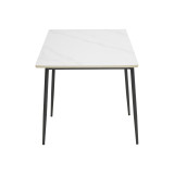 Set tavoline ngrënieje Gustas-Giselle pakoworld me 5 copë mermer i bardhë-kadife gri 120x80x76cm