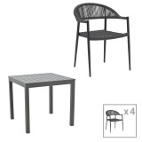 Set tavoline ngrënieje Kliton-Freiburg me 5 pakoworld alumini në nuancë antracit 80x80x74cm
