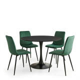 Tavolinë ngrënie Balou-Noor pakoworld set prej 5 MDF e zezë-jeshile D120x73cm
