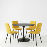 Set tavoline ngrënieje Balou-Noor pakoworld me 5 copë MDF e zezë-verdhë D120x73cm
