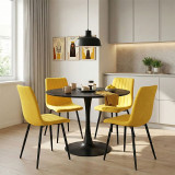 Set tavoline ngrënieje Balou-Noor pakoworld me 5 copë MDF e zezë-verdhë D120x73cm