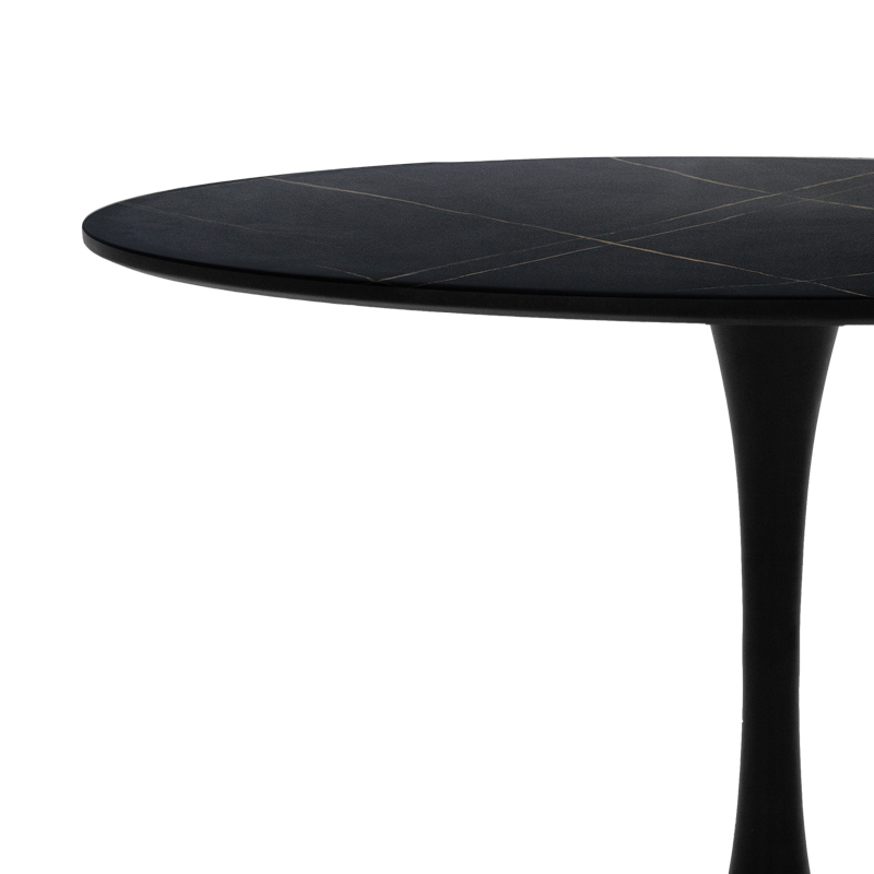 Set tavoline ngrënieje Balou-Noor pakoworld prej 5 copësh MDF i zi-pëlhurë e zezë D100x73cm