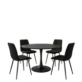 Set tavoline ngrënieje Balou-Noor pakoworld prej 5 copësh MDF i zi-pëlhurë e zezë D120x73cm