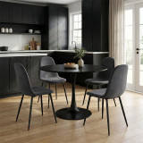 Set tavoline ngrënieje Bella-Balou pakoworld 5 copë MDF e zezë-kadife antracit D100x73cm