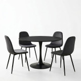 Set tavoline ngrënieje Bella-Balou pakoworld 5 copë MDF e zezë-kadife antracit D120x73cm
