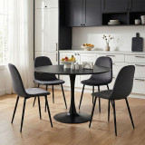 Set tavoline ngrënieje Bella-Balou pakoworld 5 copë MDF e zezë-kadife antracit D120x73cm