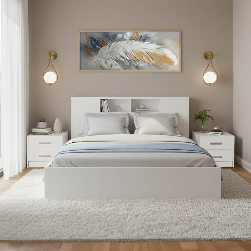 Set dhome gjumi Olympus i bardhë me krevat 140x200cm set me 3 copë