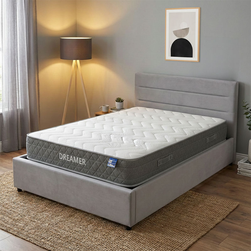 Krevat me dyshek dhe hapësirë magazinimi Molito-Dreamer pakoworld kadife gri 120x200cm
