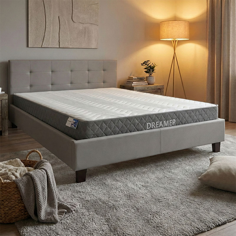 Krevat me dyshek Mago-Dreamer pakoworld pu gri 150x200cm