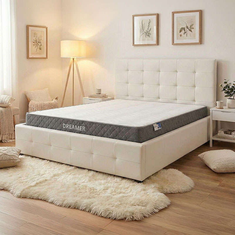 Krevat me dyshek dhe hapësirë magazinimi Roi-Dreamer pakoworld pu i bardhë 160x200cm