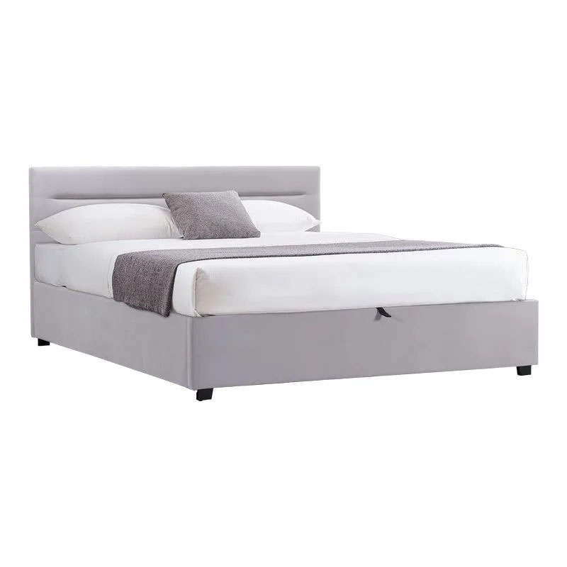 Krevat me dyshek dhe hapësirë magazinimi Molito-Dreamer pakoworld kadife gri 160x200cm