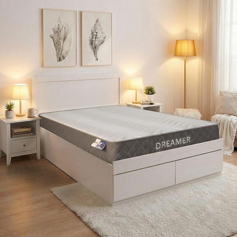 Shtrat me dyshek dhe sirtar Olympus-Dreamer pakoworld i bardhë 100x200cm
