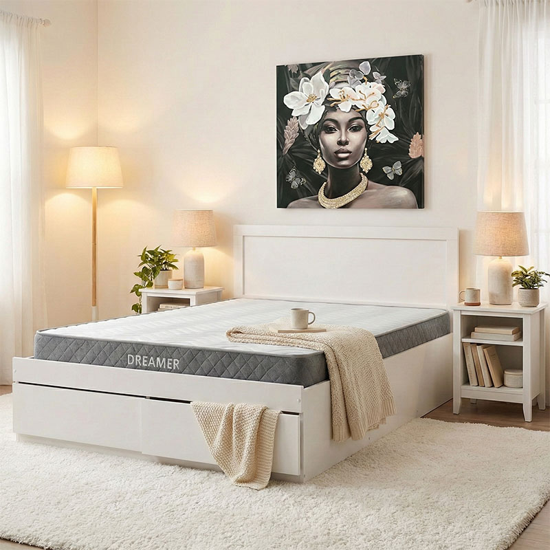 Shtrat me dyshek dhe sirtar Olympus-Dreamer pakoworld i bardhë 160x200cm