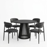 Dhomë ngrënie me karrige Folegio Anthracite dhe tavolinë Domonic Black D100x75cm Set prej 5 copësh