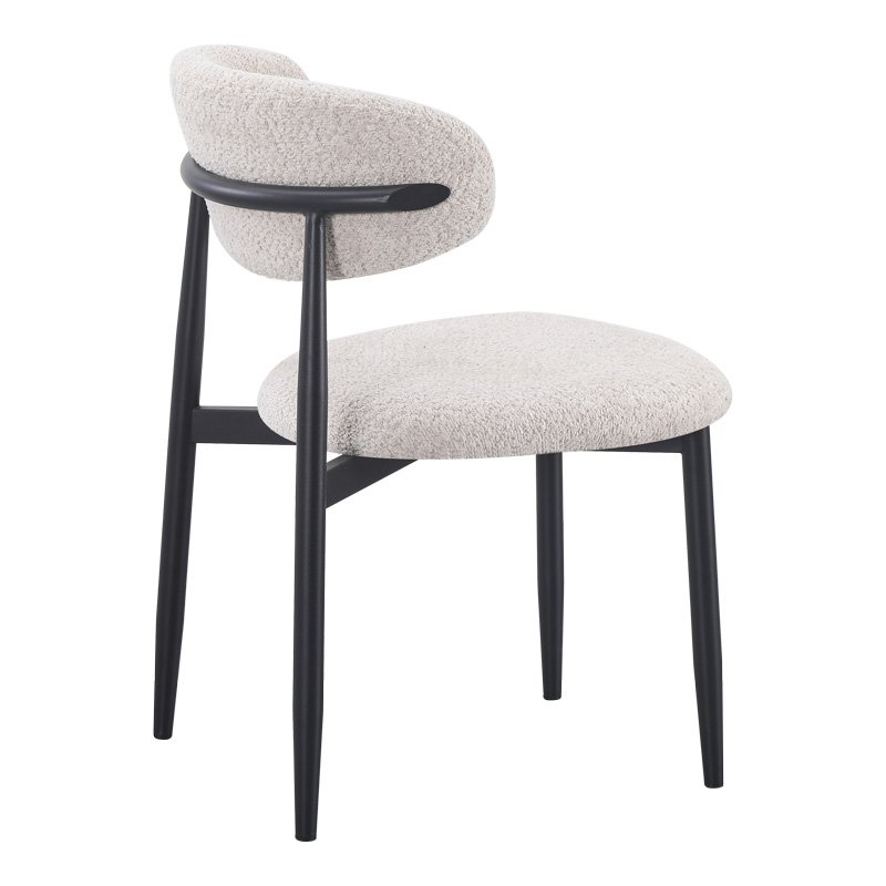 Dhomë ngrënie me karrige Folegio Cream dhe tavolinë Orbital Black D120x76cm Set prej 5 copësh
