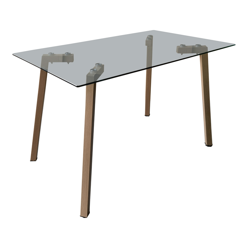 Set ngrënieje me karrige Jonah gri dhe tavolinë xhami Titta 120x70x75cm Set prej 5 copësh