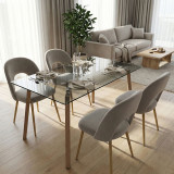 Set ngrënieje me karrige Jonah gri dhe tavolinë xhami Titta 120x70x75cm Set prej 5 copësh