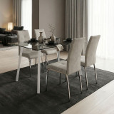 Dhomë ngrënie me karrige Ariadne gri dhe tavolinë xhami Titta 120x70x75cm Set prej 5 copësh