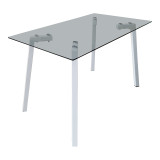 Dhomë ngrënie me karrige Ariadne gri dhe tavolinë xhami Titta 120x70x75cm Set prej 5 copësh