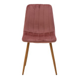 Set ngrënieje me karrige Noor Dusty Rose dhe tavolinë xhami Antoro D100x75cm Set me 5 copë