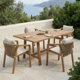 Tavolinë ngrënieje Malibu pakoworld 5 copë dru masiv akacie 160x90x75cm