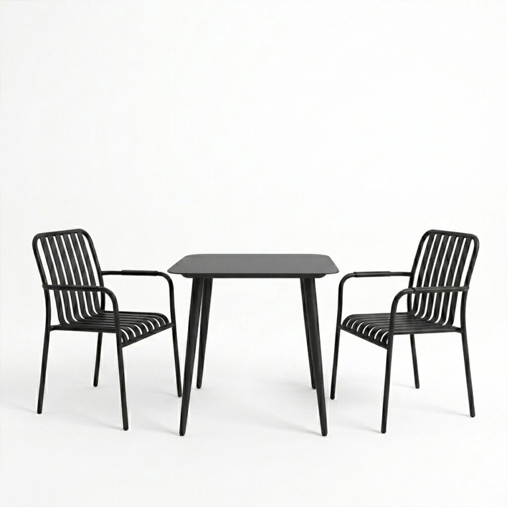 Set ngrënieje Heven Vista pakoworld set me 3 pjesë alumini i zi 80x80x72cm