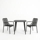 Set ngrënieje Heven Vista pakoworld set me 3 pjesë alumini i zi 80x80x72cm