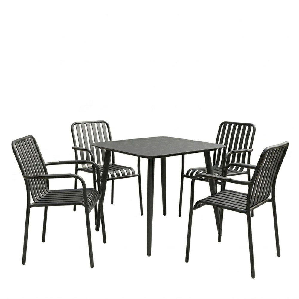 Set ngrënieje Heven Vista pakoworld set me 5 pjesë alumini i zi 80x80x72cm