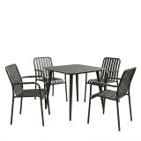 Set ngrënieje Heven Vista pakoworld set me 5 pjesë alumini i zi 80x80x72cm