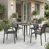 Set ngrënieje Heven Vista pakoworld set me 5 pjesë alumini i zi 80x80x72cm