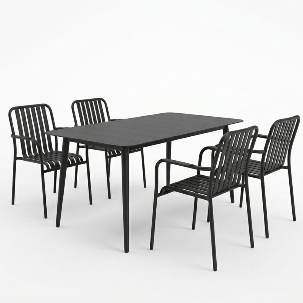 Set ngrënieje Heven Vista pakoworld set me 5 pjesë alumini i zi 120x70x72cm
