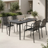 Set ngrënieje Heven Vista pakoworld set me 5 pjesë alumini i zi 120x70x72cm