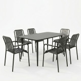 Set ngrënieje Heven Vista pakoworld set me 7 copë alumin i zi 120x70x72cm