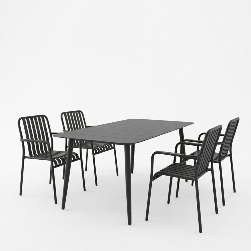 Set ngrënieje Heven Vista pakoworld set me 5 pjesë alumini i zi 150x80x72cm