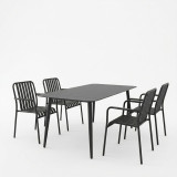 Set ngrënieje Heven Vista pakoworld set me 5 pjesë alumini i zi 150x80x72cm