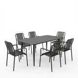 Set ngrënieje Heven Vista pakoworld set me 7 copë alumin i zi 150x80x72cm