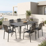 Set ngrënieje Heven Vista pakoworld set me 7 copë alumin i zi 150x80x72cm