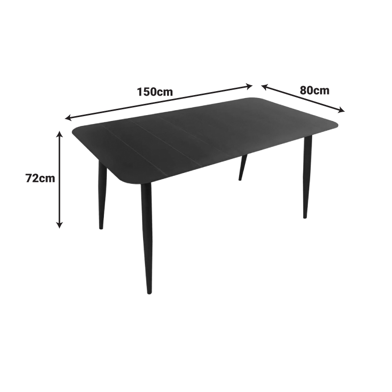 Set ngrënieje Heven Vista pakoworld set me 7 copë alumin i zi 150x80x72cm