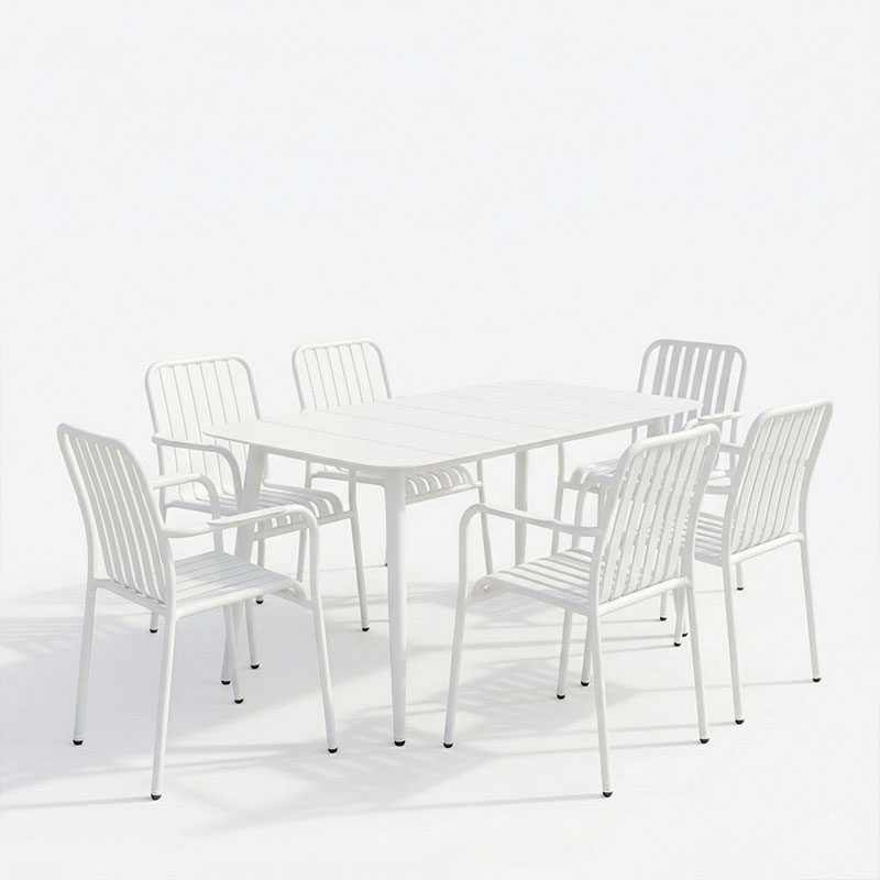 Set ngrënieje Heven Vista pakoworld set me 7 copë alumin i zi 120x70x72cm