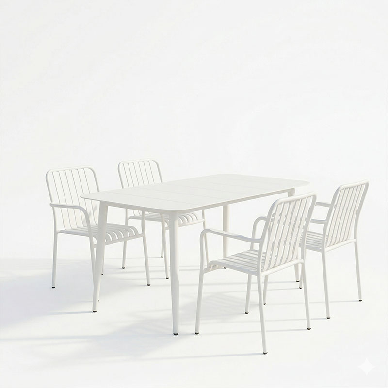 Set ngrënieje Heven Vista pakoworld set me 5 pjesë alumini i zi 150x80x72cm