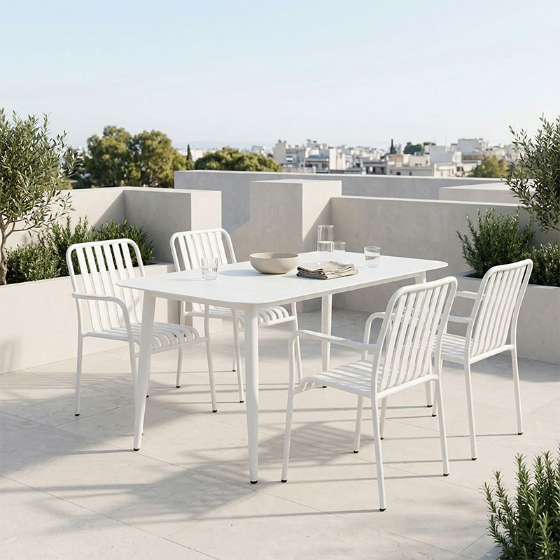 Set ngrënieje Heven Vista pakoworld set me 5 pjesë alumini i zi 150x80x72cm