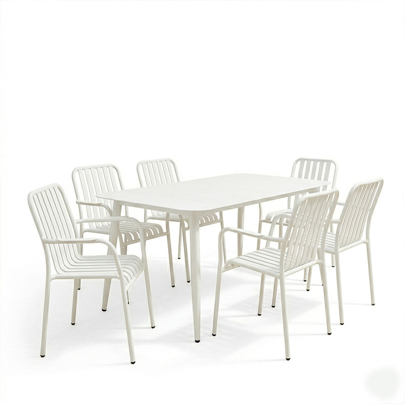 Set ngrënieje Heven Vista pakoworld set me 7 copë alumin i zi 150x80x72cm