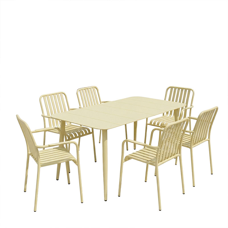 Set ngrënieje Heven Vista pakoworld set me 7 pjesë alumini shampanjë 120x70x72cm