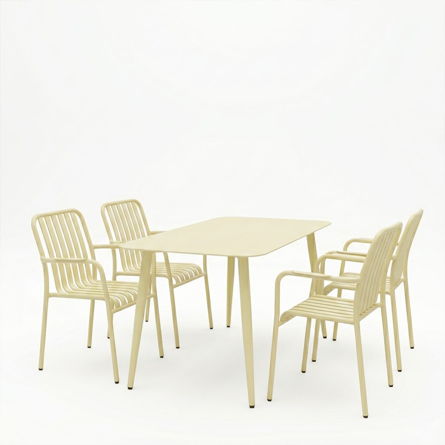 Set ngrënieje Heven Vista pakoworld set me 5 pjesë alumini i zi 120x70x72cm
