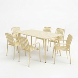Set ngrënieje Heven Vista pakoworld set me 7 copë alumini shampanjë 150x80x72cm