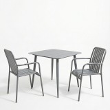 Set ngrënie Heven Vista pakoworld set me 3 copë alumin antracit 80x80x72cm