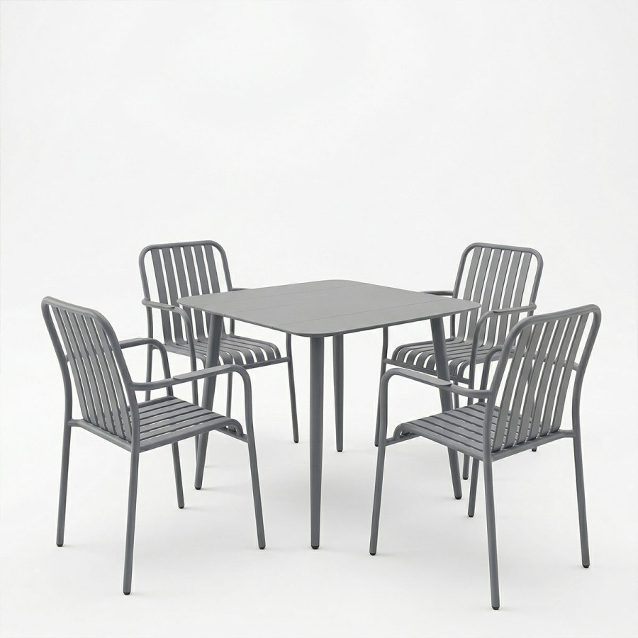 Set ngrënie Heven Vista pakoworld set me 5 copë alumin antracit 80x80x72cm
