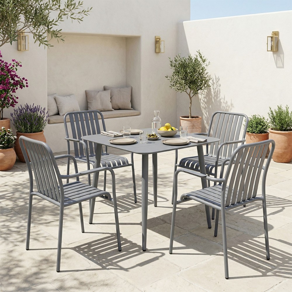 Set ngrënie Heven Vista pakoworld set me 5 copë alumin antracit 80x80x72cm