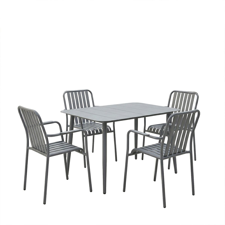 Set ngrënieje Heven Vista pakoworld set prej 5 copësh alumin antracit 120x70x72cm